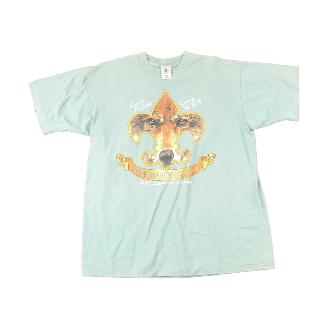 Vintage 1997 Gamehaven Council Summer Camps Souvenir Travel T-Shirt Men's L