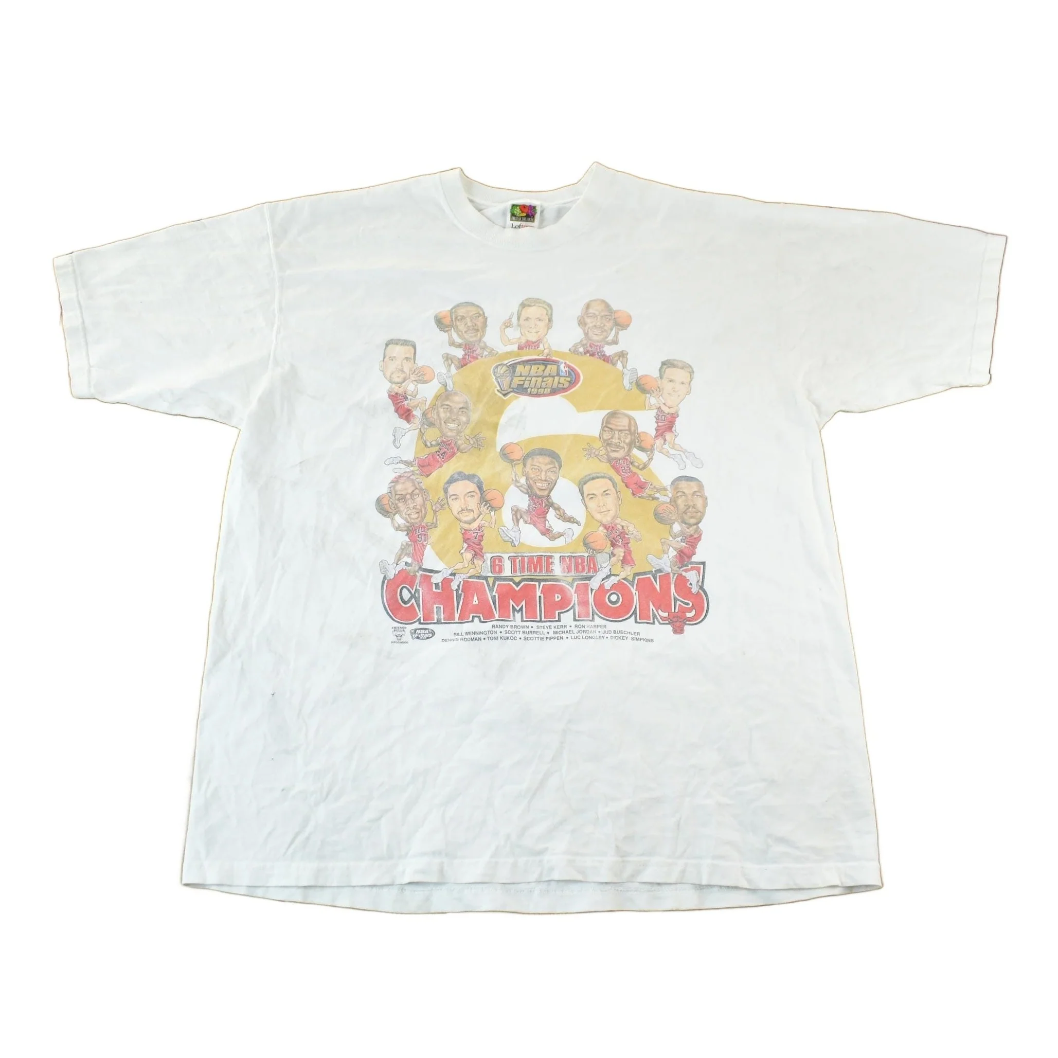 Vintage 1998 Chicago Bulls 6 Time NBA Champions T-Shirt Men's XL