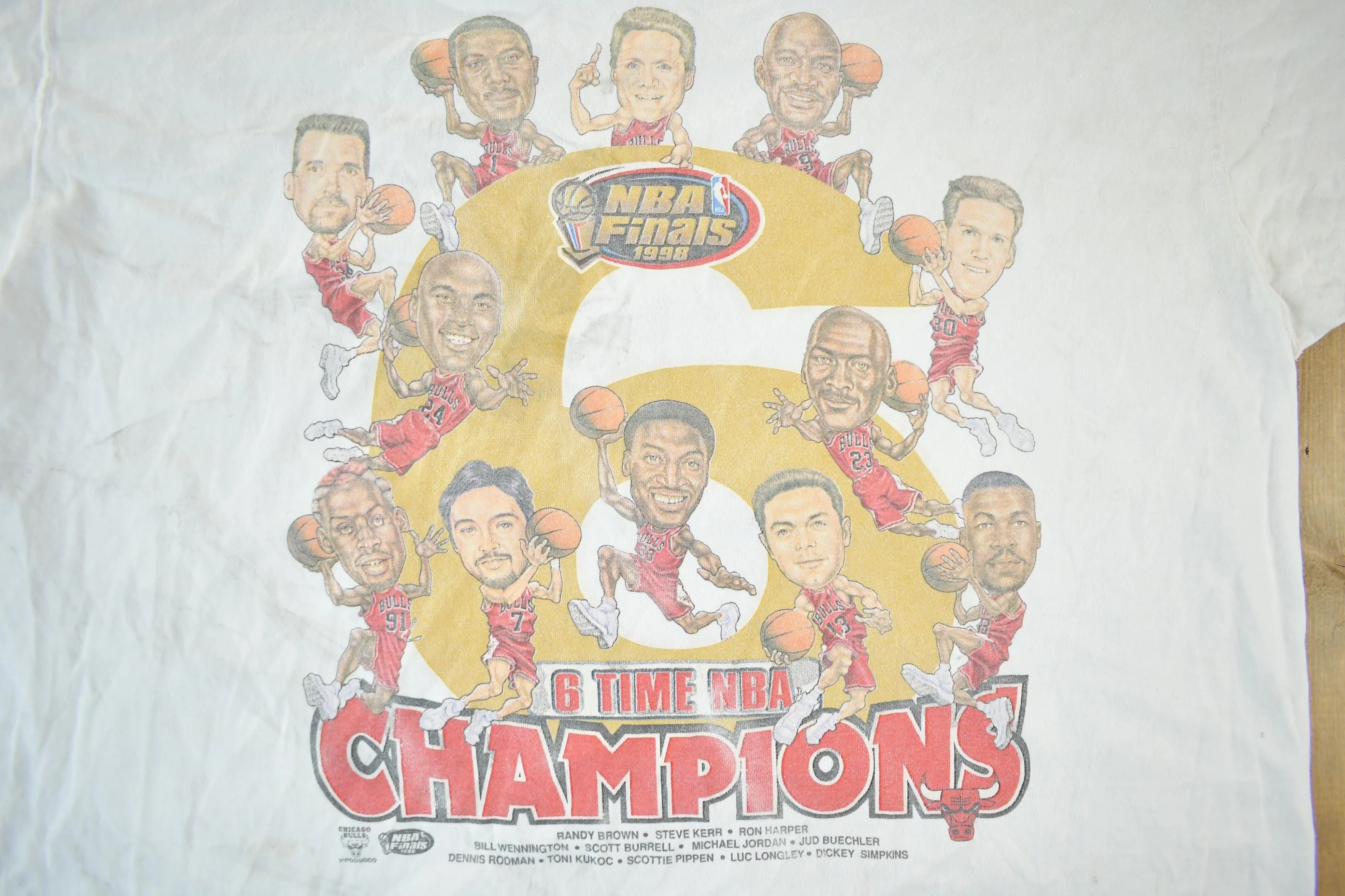 Vintage 1998 Chicago Bulls 6 Time NBA Champions T-Shirt Men's XL - Image 3