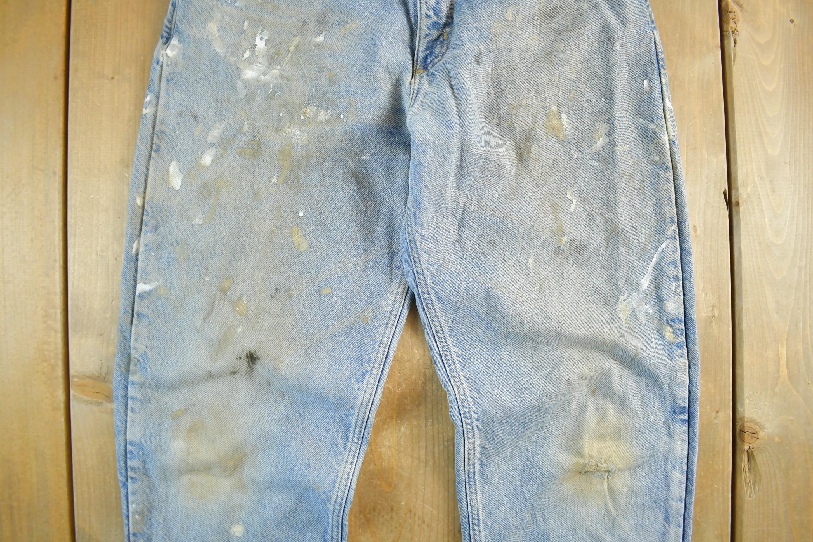 Vintage 2000s Carhartt Distressed Flannel Lined Denim Work Jeans Men's 34 x 33 - Image 3
