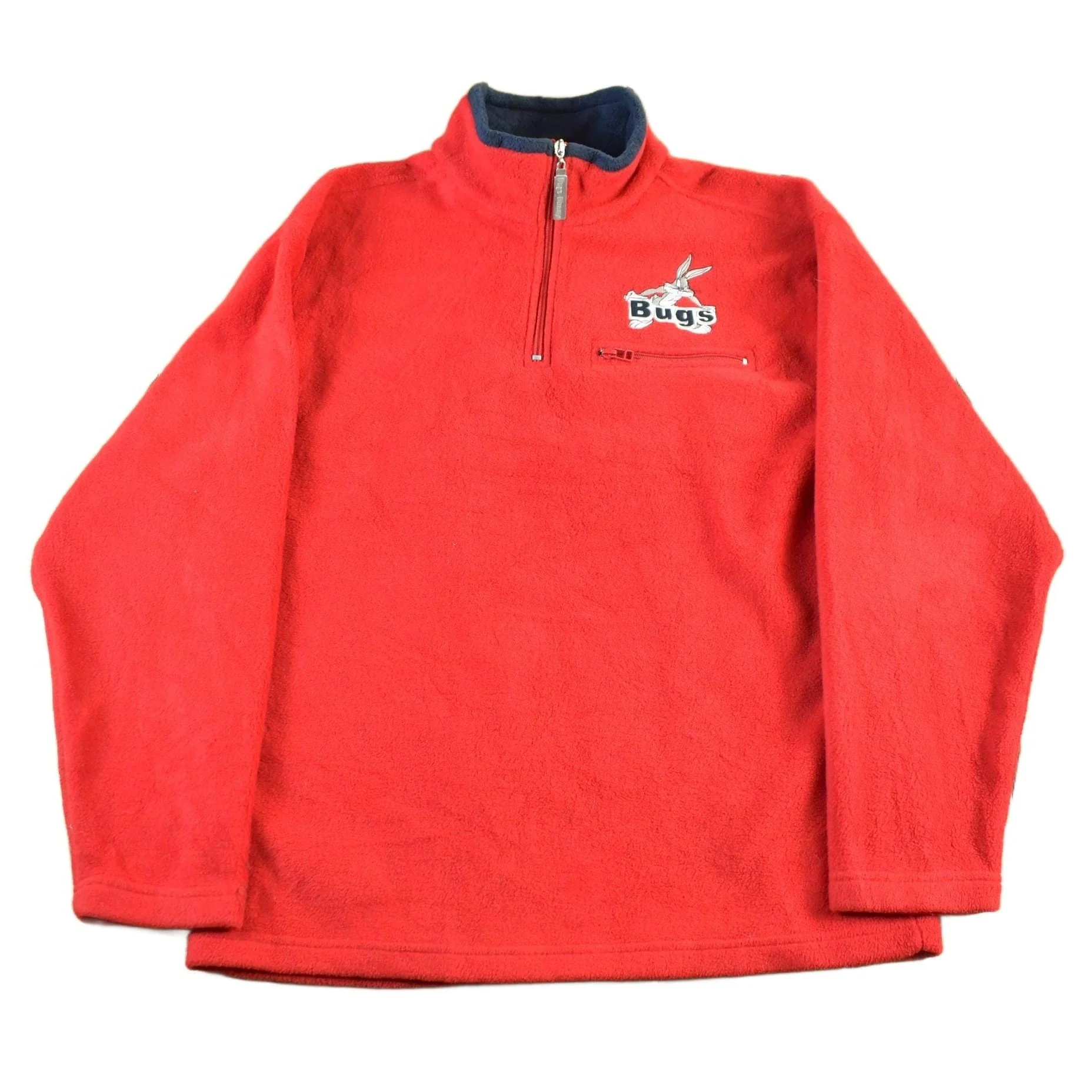 Vintage 2000s Looney Tunes Embroidered Quarter Zip Fleece Sweatshirt Men's Medium