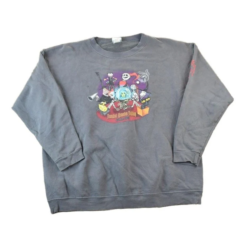 Vintage 2003 Haunted Mansion Nightmare Before Christmas Holiday Crewneck Sweater Men's XL