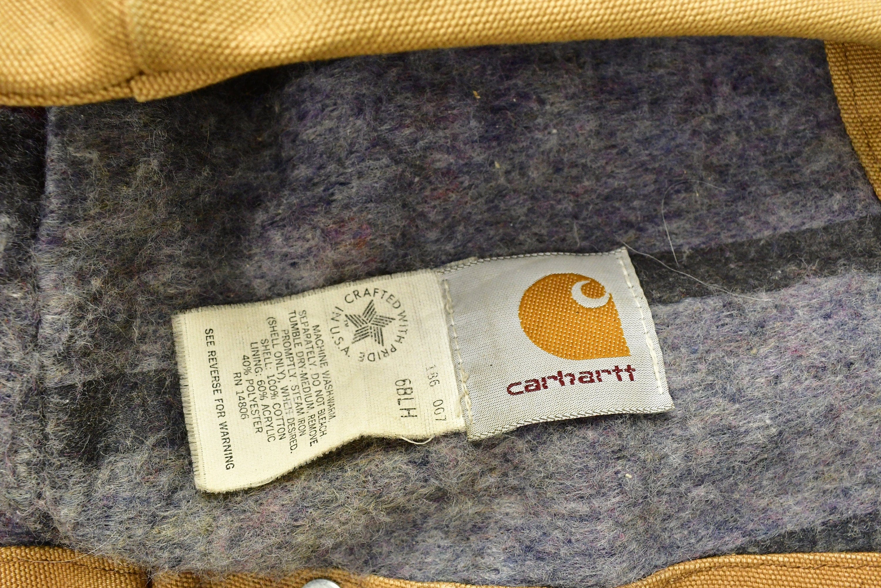 Vintage 1980s Carhartt Chore Coat Blanket Lined With Hood Men's XL - Image 10