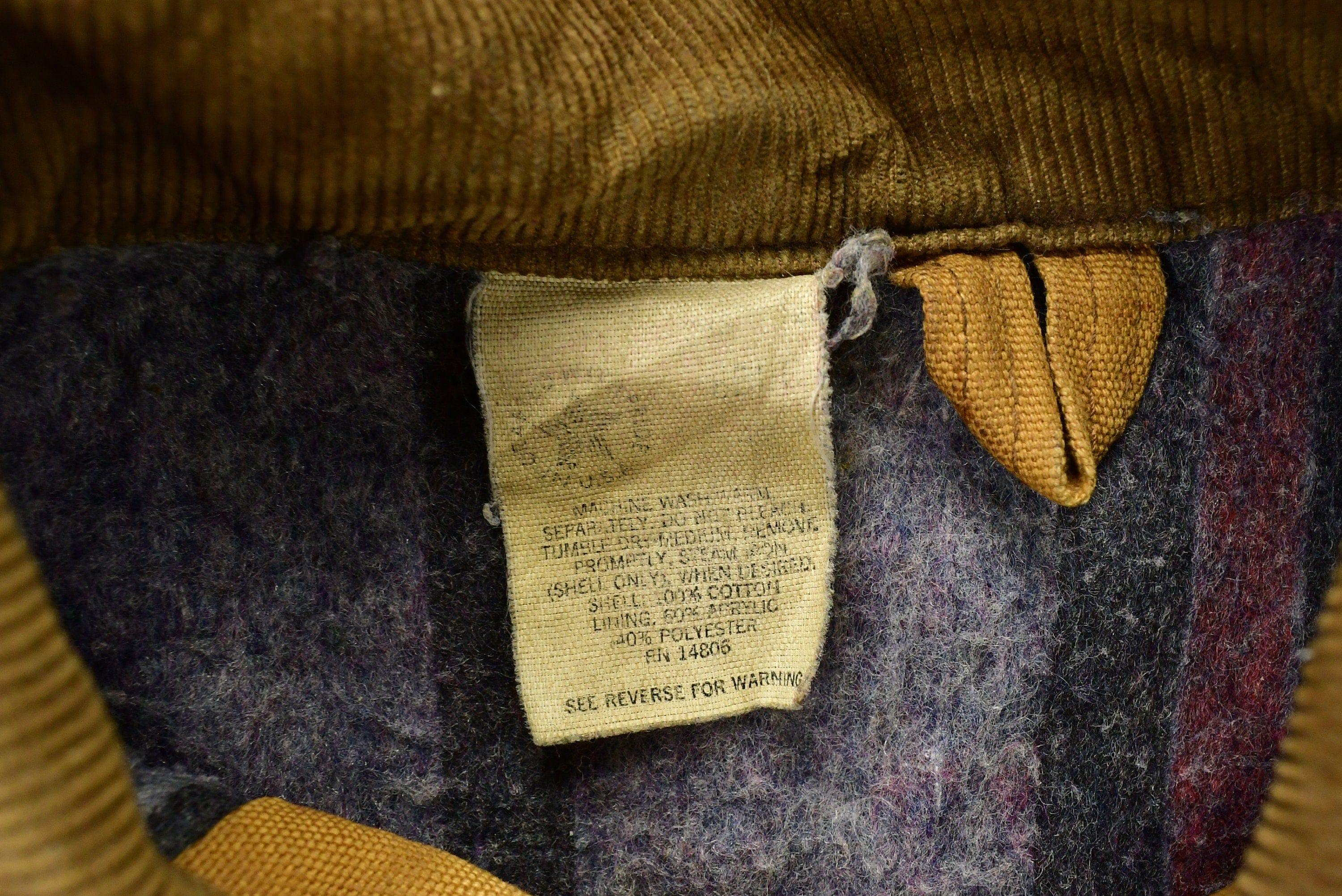 Vintage 1980s Carhartt Chore Coat Blanket Lined With Hood Men's XL - Image 9