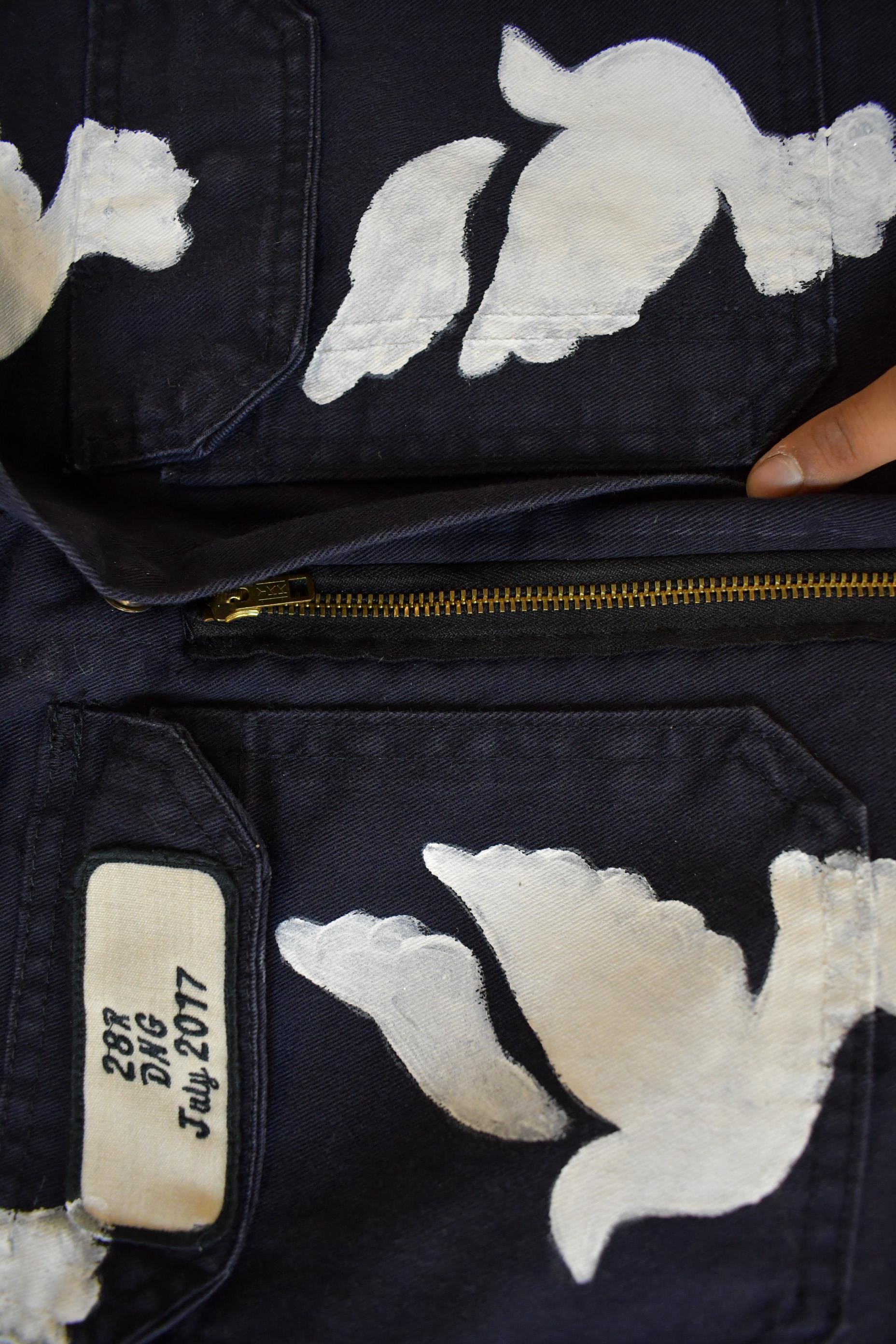 Vintage Custom Handmade Dove Peace Coveralls Jumpsuit Size 28R - Image 6
