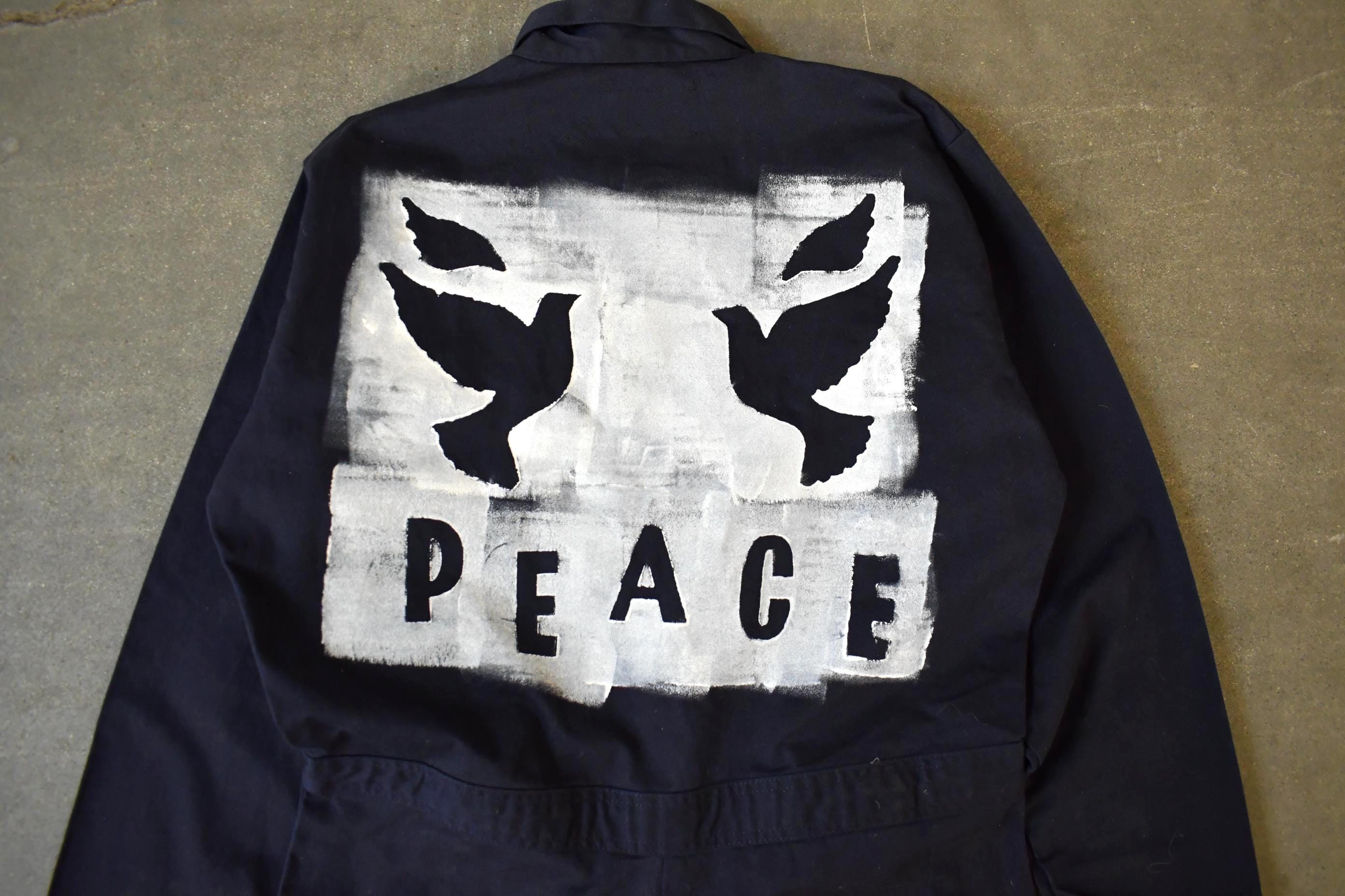 Vintage Custom Handmade Dove Peace Coveralls Jumpsuit Size 40T - Image 7