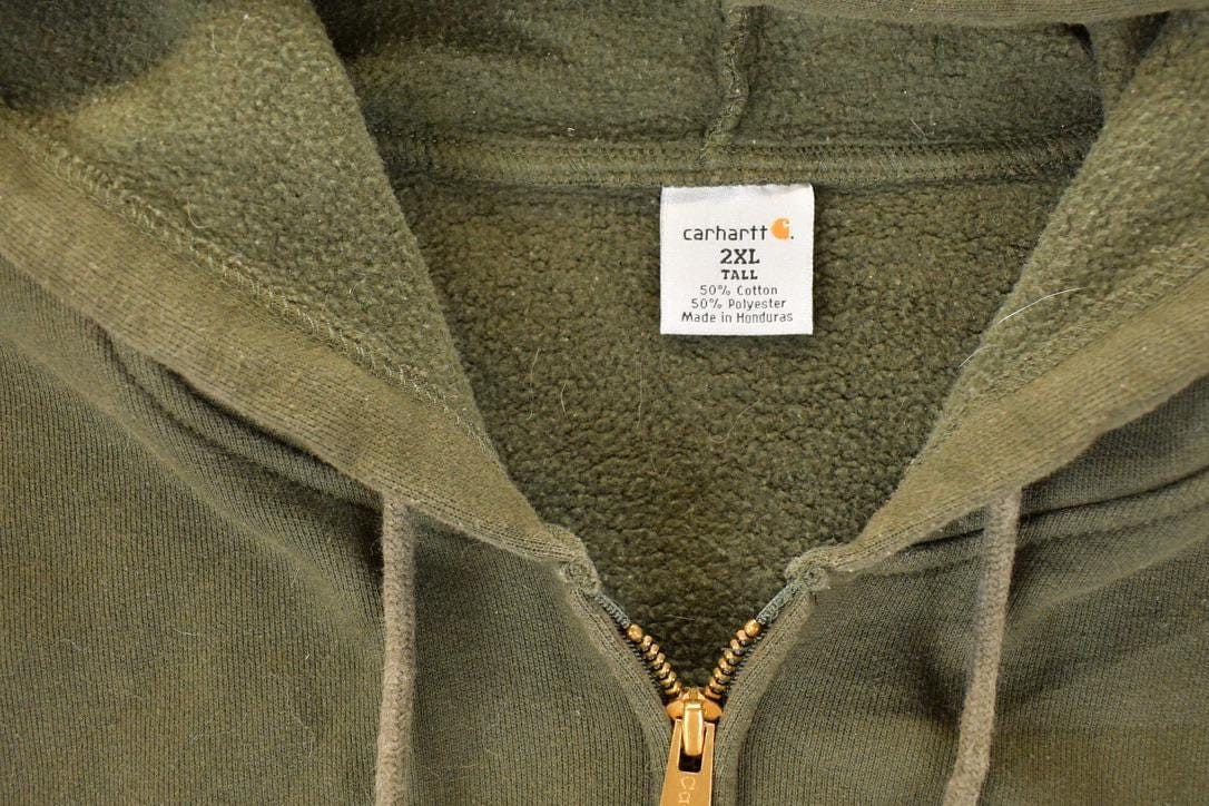 Vintage Y2K Carhartt Full Zip Hooded Sweatshirt Men's XXL - Image 4