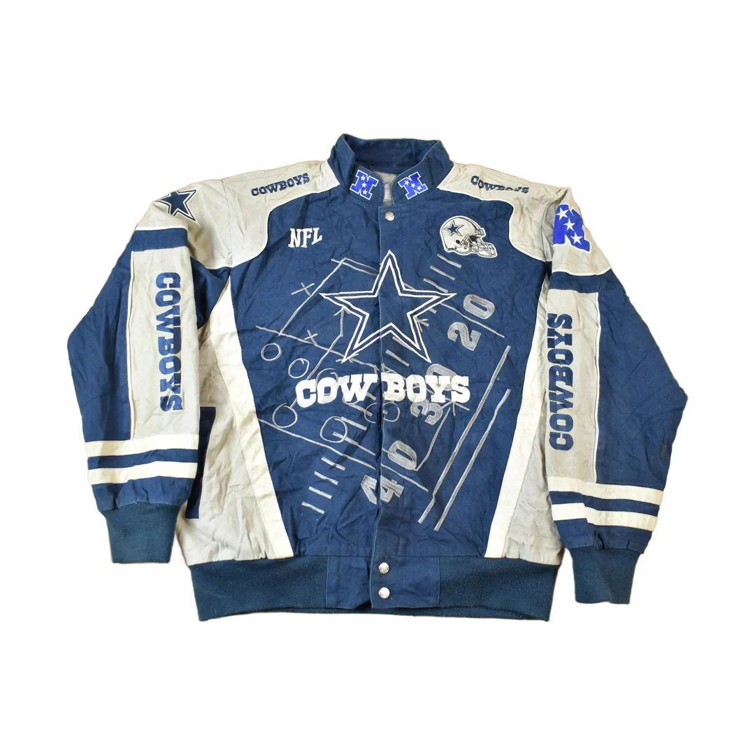 Vintage Y2K Dallas Cowboys NFL Embroidered Bomber Jacket Men's Large
