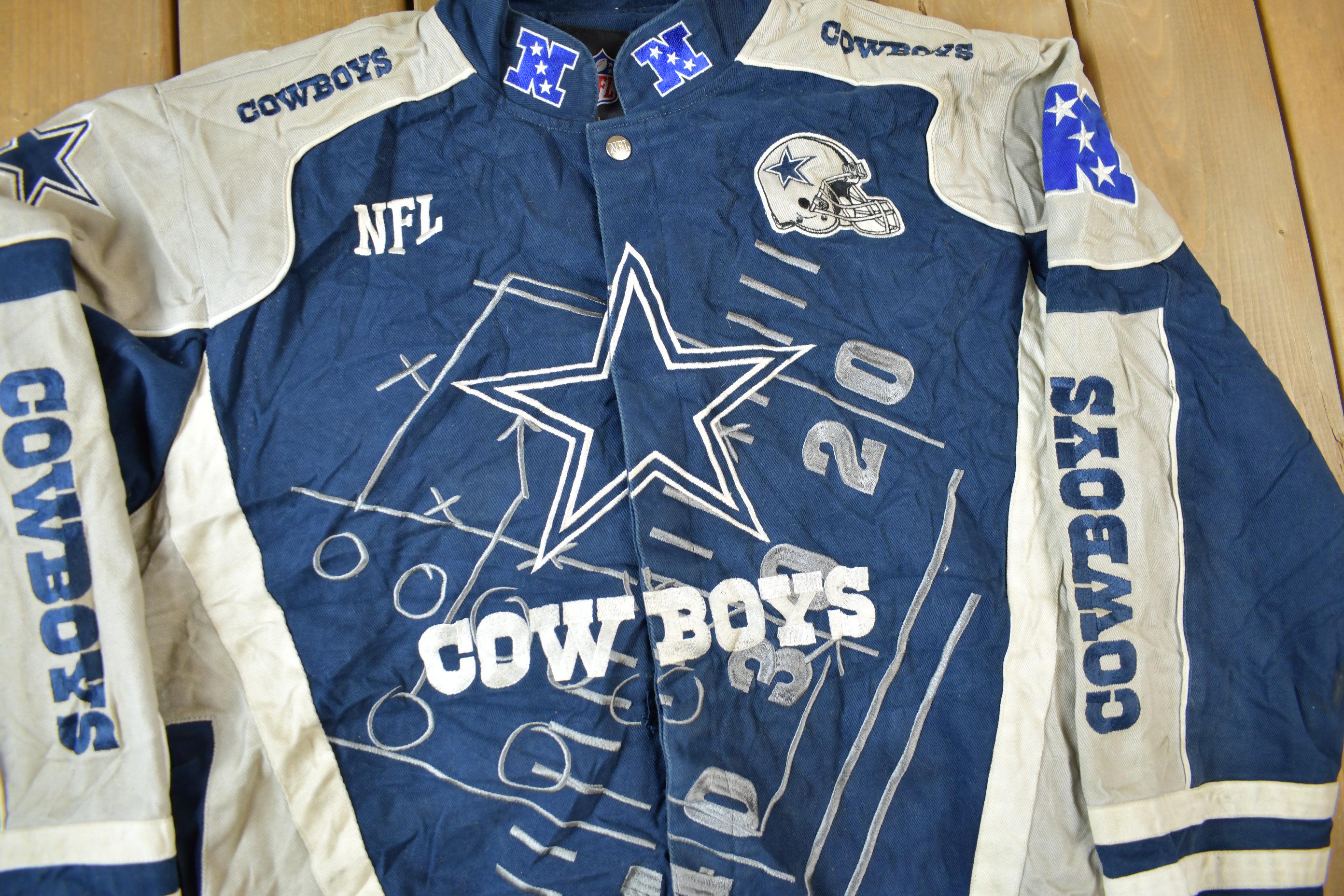 Vintage Y2K Dallas Cowboys NFL Embroidered Bomber Jacket Men's Large - Image 3