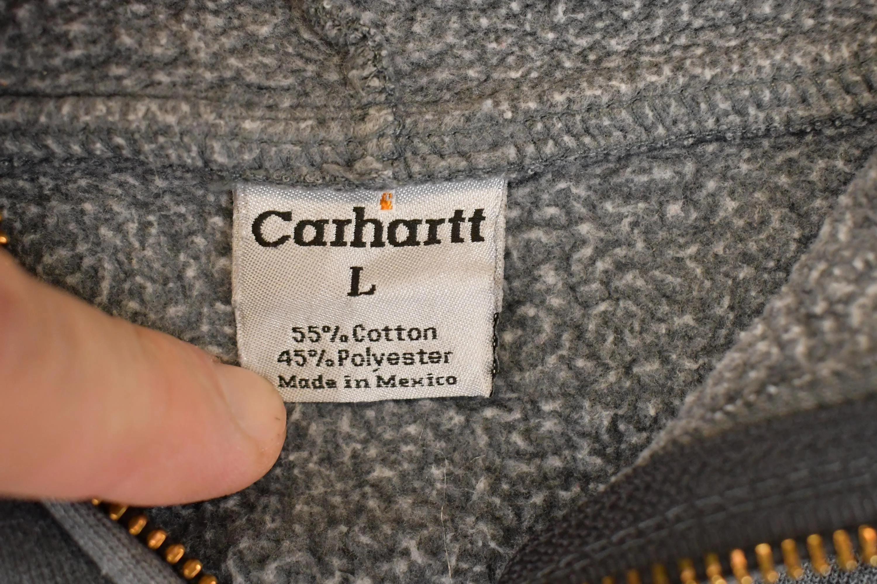 Vintage Y2K Distressed Carhartt Full Zip Hoodie Sweatshirt Men's L - Image 5