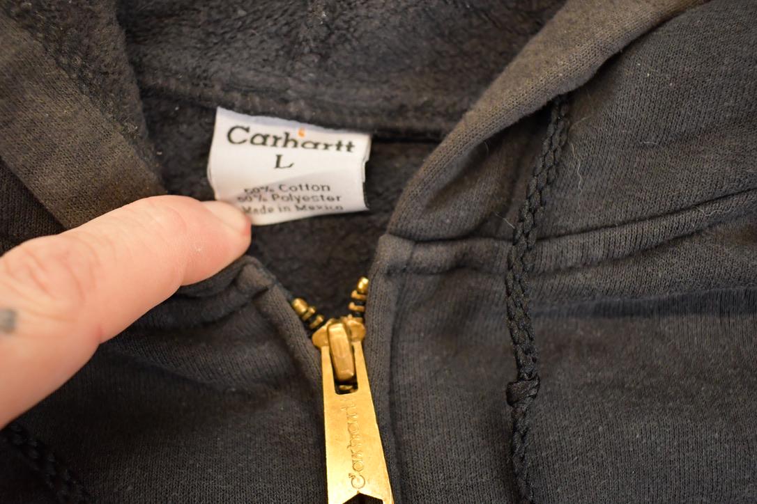 Vintage Y2K Distressed Carhartt Jim Poet Full Zip Hoodie Sweatshirt Men's L - Image 4