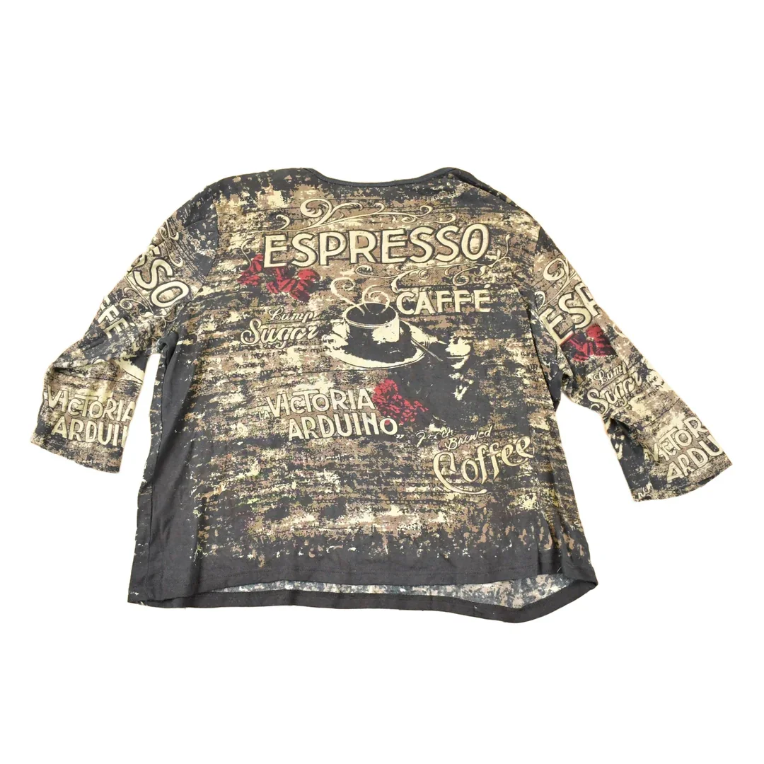 Vintage Y2K Espresso Coffee AOP Crewneck Shirt Women's XXL - Image 2