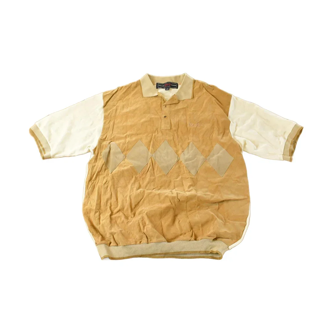 Vintage Y2K Phat Farm Leather Suede Polo Shirt Men's 2XL