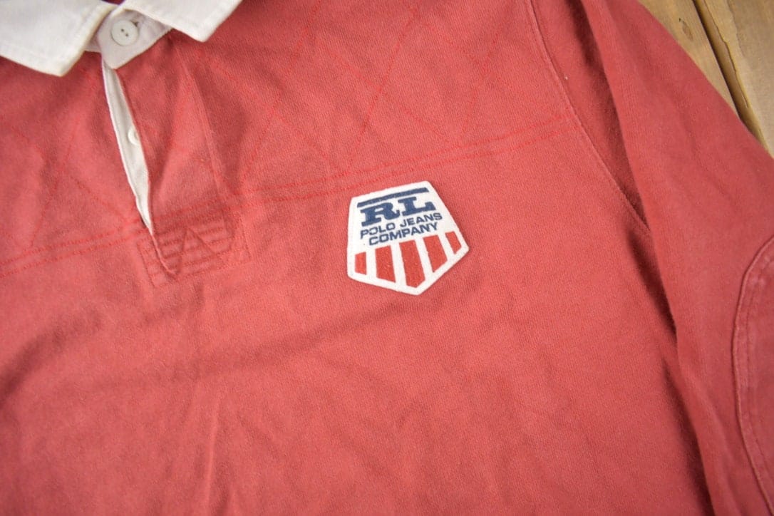 Vintage Y2K Polo Jeans Company Ralph Lauren Embroidered Rugby Sweater Men's L - Image 3