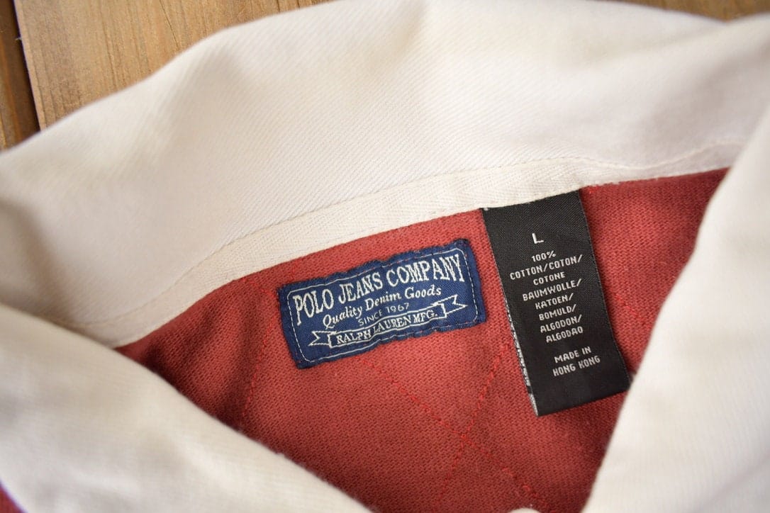 Vintage Y2K Polo Jeans Company Ralph Lauren Embroidered Rugby Sweater Men's L - Image 4