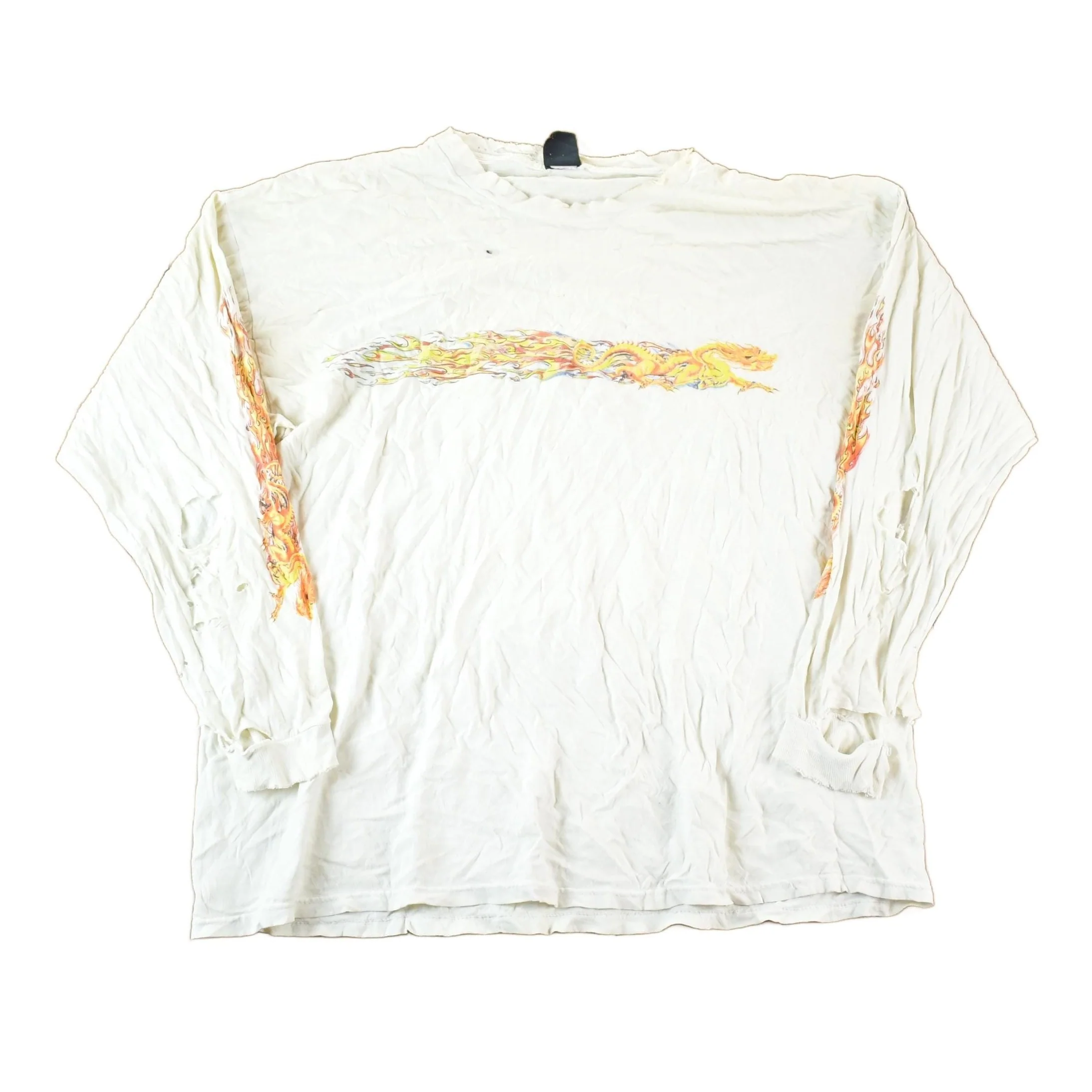 Vintage Y2K Year Of The Dragon Super Thrashed Crewneck Sweatshirt Mens L