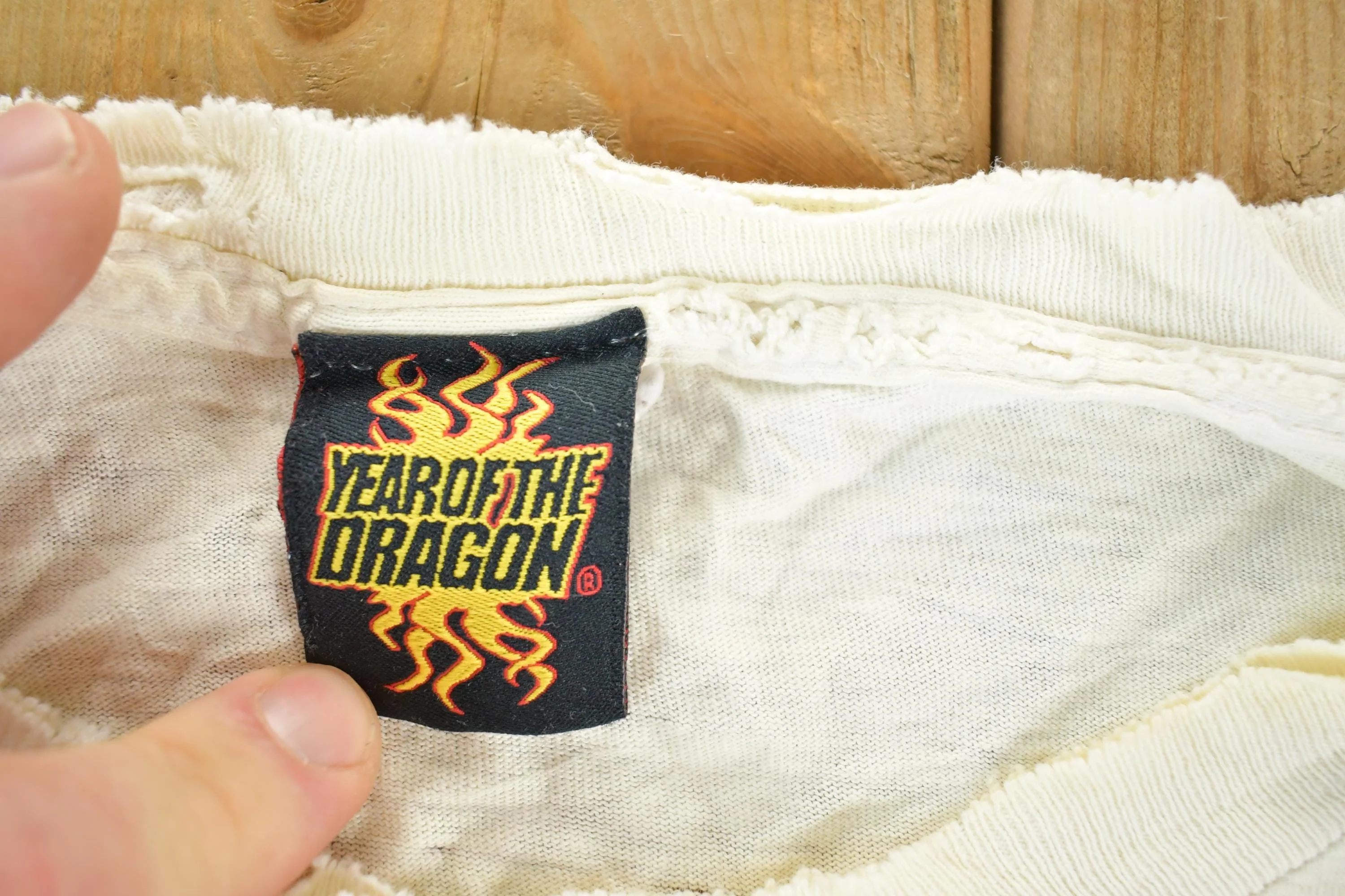 Vintage Y2K Year Of The Dragon Super Thrashed Crewneck Sweatshirt Mens L - Image 5